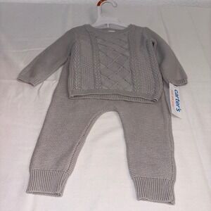 Carter's Baby Boys Girls Knit Sweater Pants Set Cable Knit 9m Gray new